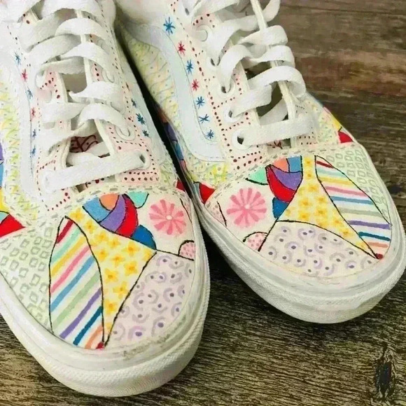 Vans Classic Custom Shoes - Art Hand Drawn Painted Sneakers - Men 7.5 / Women 9 - Picture 1 of 8